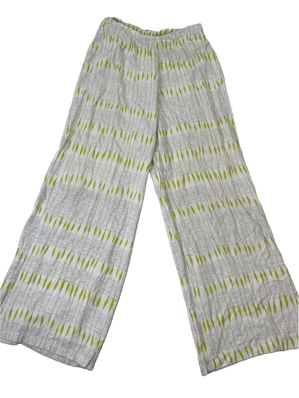 Valija Womens Palazzo Pants Size 2 Wide Leg Green White Resort Lounge Pants